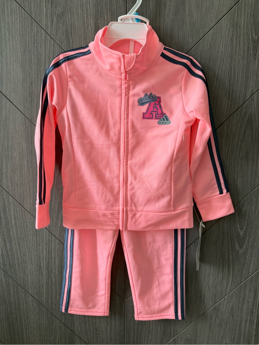 adidas Pink & Navy Baby Girls Track Jacket and Pants Set